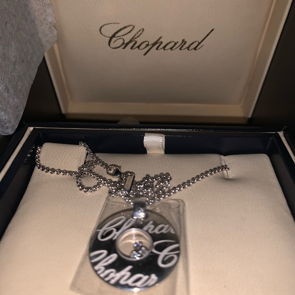 Chopard Chopardissimo White Gold Pendant Necklace with .17 CT Moving Diamonds